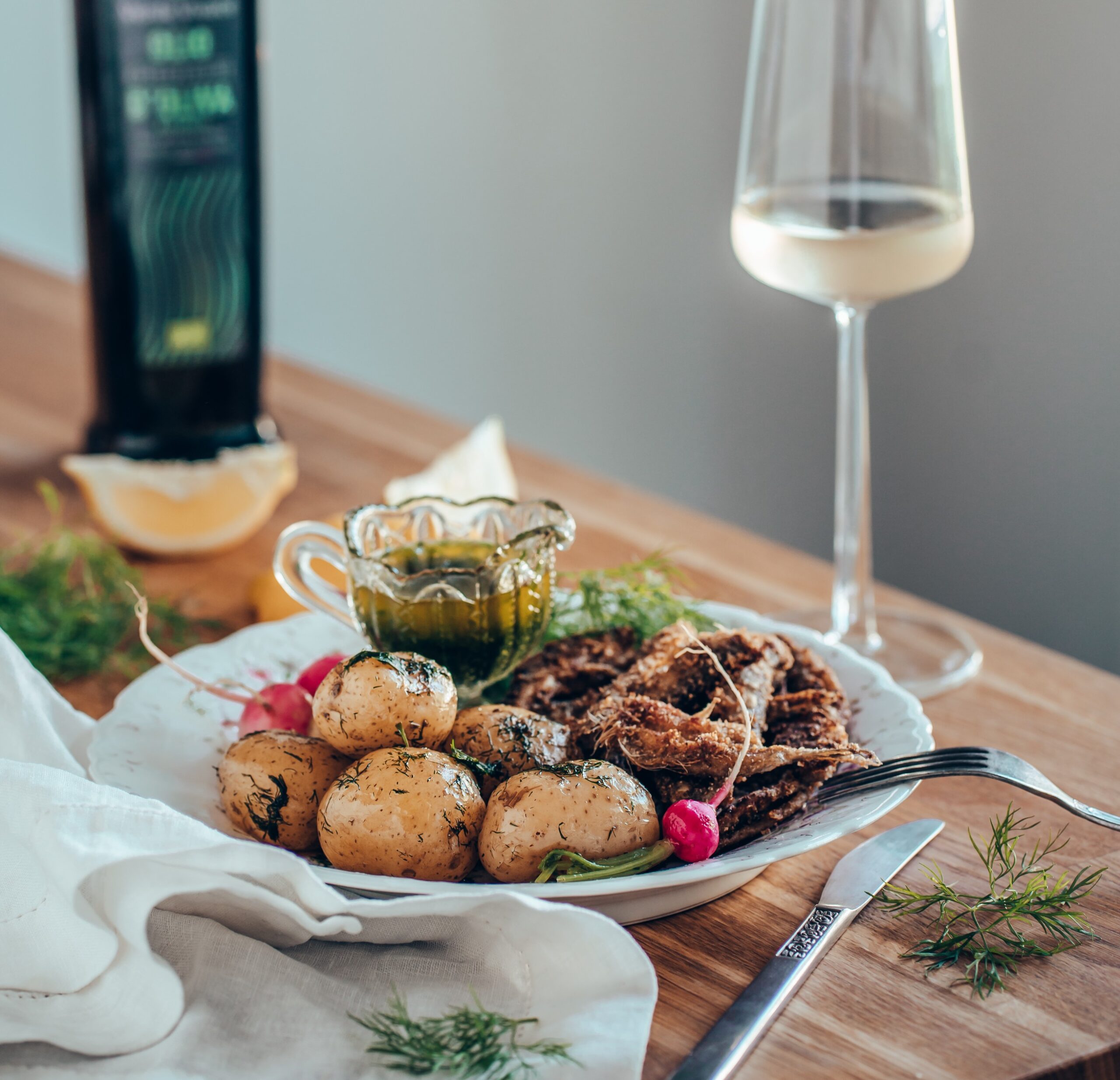 New Potatoes and Fried Vendace in Dill Oil